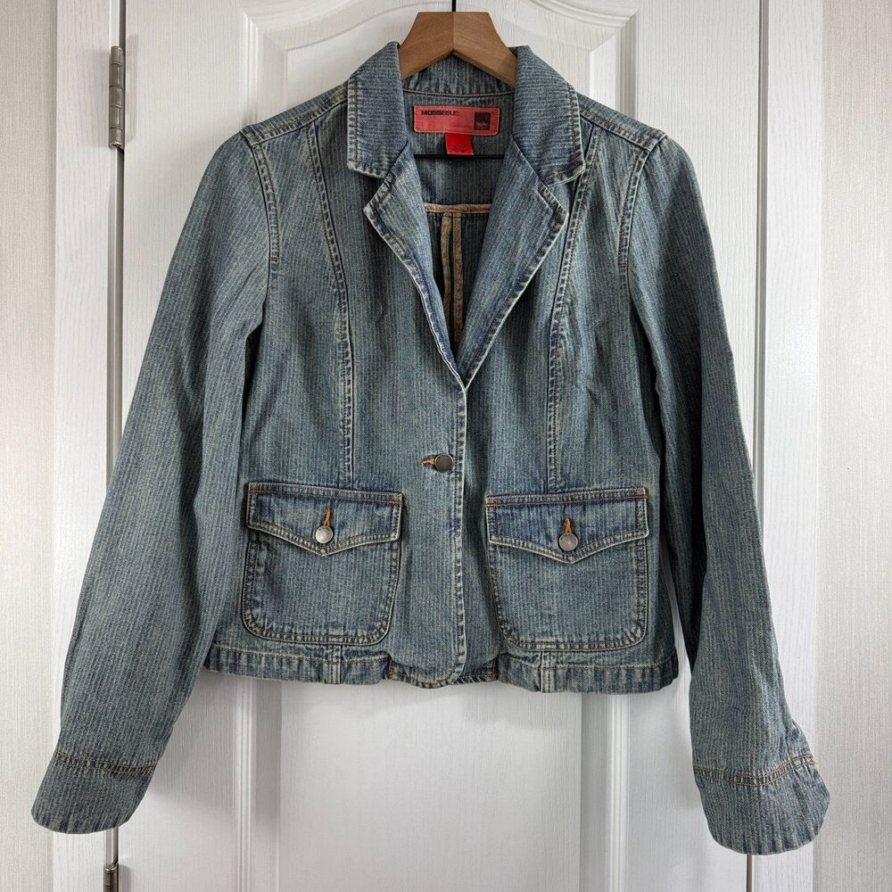 Mossimo Women's Denim Blazer Jacket 100% Cotton Size L Large